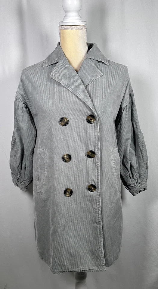 Chelsea & Violet Girl’s Junior Jacket Coat Large Corduroy Gray Double Breast $70 - Image 3 of 4