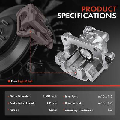 2x Rear Left & Right Disc Brake Caliper w/ Metal Piston for