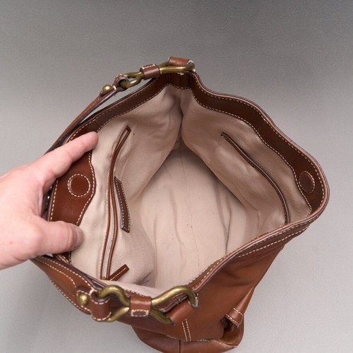 Talbots Large Brown Leather Shoulder Bag Handbag Tote Pockets 12 x 15 ins - Picture 13 of 18