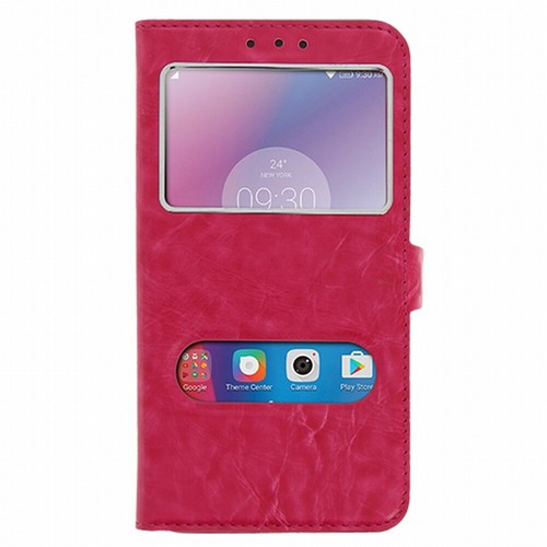 Étui Folio Mocca Double Fenêtre Pour Wiko Jerry - Noir | Protection Complète Avec Fenêtres