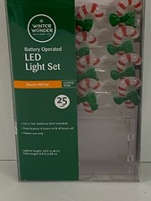 WINTER WONDER CANDY CANE BATTERY OPERATED LED LIGHT SET 7.8 FT WITH 25 LIGHTS