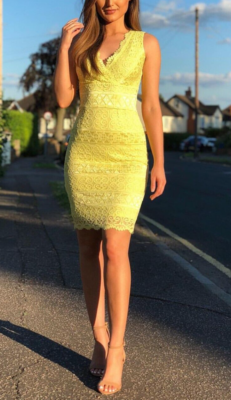 Lipsy Yellow Lace Bodycon Dress 10 8 UK Evening Party Occasion Wedding  Christmas | eBay UK