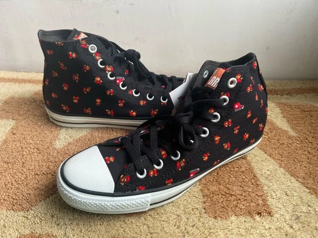 Converse All Star Super Mario Bros. High Top Sneakers Black Tag New US 8 JP 26.5