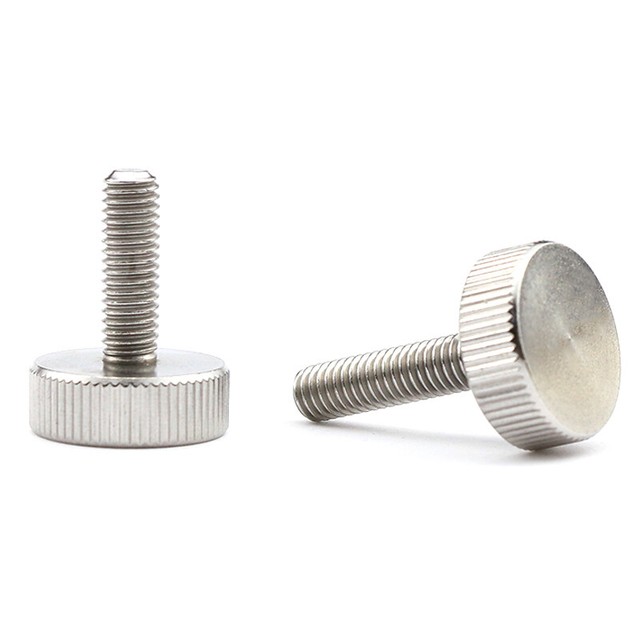 M3 M4 M5 Stainless Steel Hand Grip Knob Bolt Flat Head Knurled Thumb