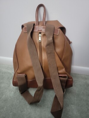 chocolate brown faux leather backpack For Men | 16