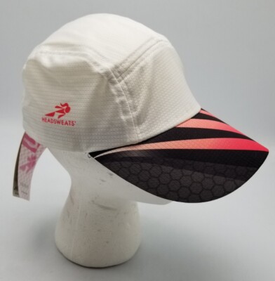 Headsweats Women's Collection Race Hat White Eventure Coral Black New with Tags