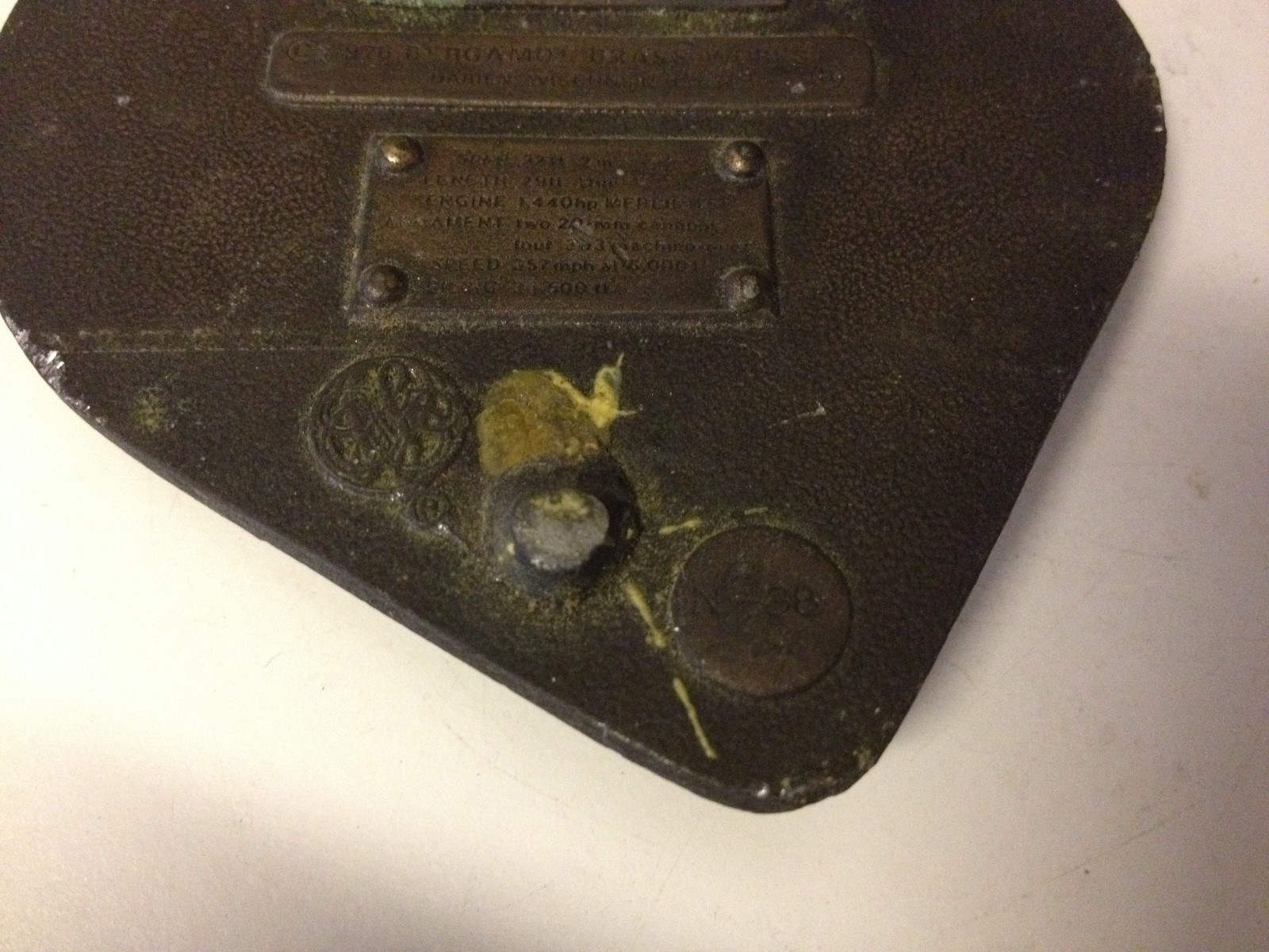 Vintage 1976 Bergamot Brass Works Belt Buckle Super Marine Spitfire MK5 Plane