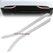 2X Real Carbon Fiber Silver Rear Headlight Light Eyebrow Trim Fits 16-21 MODEL X