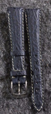 Rare Vintage Zenith Genuine Leather Blue Shark Skin 15mm Watch Band with Buckle