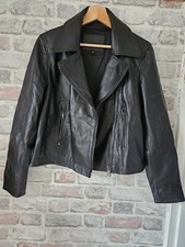 ✨massimo Dutti Nappa Leather Biker Jacket Size 12/medium✨rrp £269✨