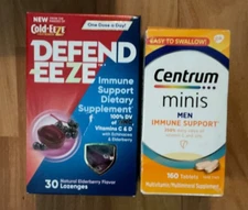 (1) COLD-EEZE Defend-Eeze, Elderberry 30Lozenges + Free Centrum Minis Men’s Supp