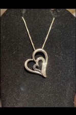 Natural Diamond Heart Pendant Necklace 925