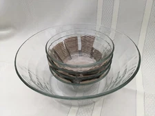 GRECO 5 Piece Glass Salad Bowl Set Prismatic Serving Bowl w/4 Small Salad Bowls 