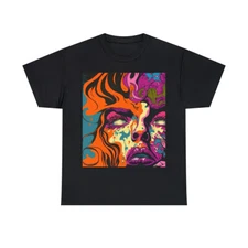 Vintage Style T Shirt Modern Retro Album Art Trippy Hippie LSD Mushroom Abstract