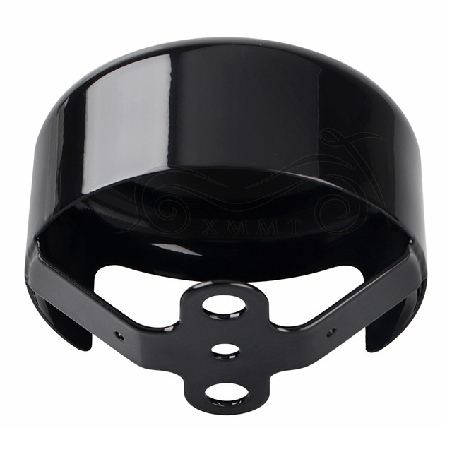 Smooth Black Round Horn Cover For Harley Wide Glide Softail FLH FXD XL