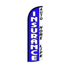 Insurance Auto Home Swooper Flutter Windless Feather Flag  3ft W x 11.5ft Tall