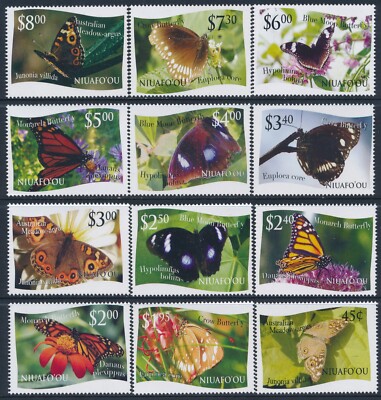 2012 TONGA: NIUAFO'OU BUTTERFLIES SET OF 12 FINE MINT MNH