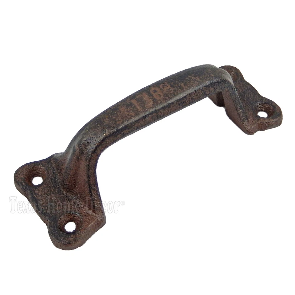 Tirador de cajón de puerta de hierro fundido con 2 asas aspecto antiguo rústico puerta de granero cobertizo gabinete Foto 2 de 4