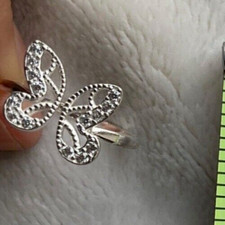 New Sterling silver adjustable butterfly ring 925 stamped size 7