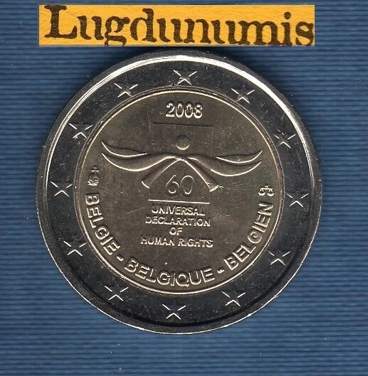 2 Euro Commemo Belgique 2008 60 ème Anniversaire Droits de L'Homme Belgique - Photo 1/1