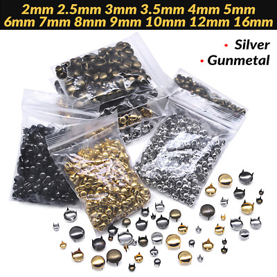 2mm-16mm Round Nail Head Studs for Bags Leather Purses Craft Clothing Decoration