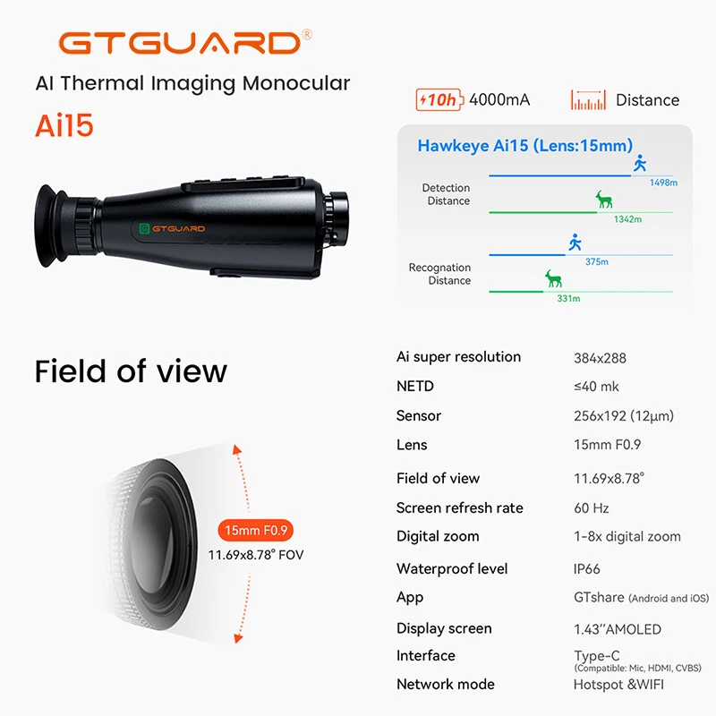 Thermal Imaging Monocular Ai 384x288 8xZoom Digital Scope Night Vision Monocular - Image 2 of 4
