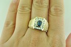 14k Solid Yellow Gold men's Natural Blue Sapphire Diamond Ring 1.09carats classy — photo 6