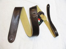 PERRI'S Tooled Soft Italian Leather Mahogany brown GUITAR strap NEW
