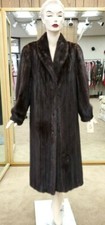 Natural Mahogany Letout Female Mink Fur 49" Coat- Size 8