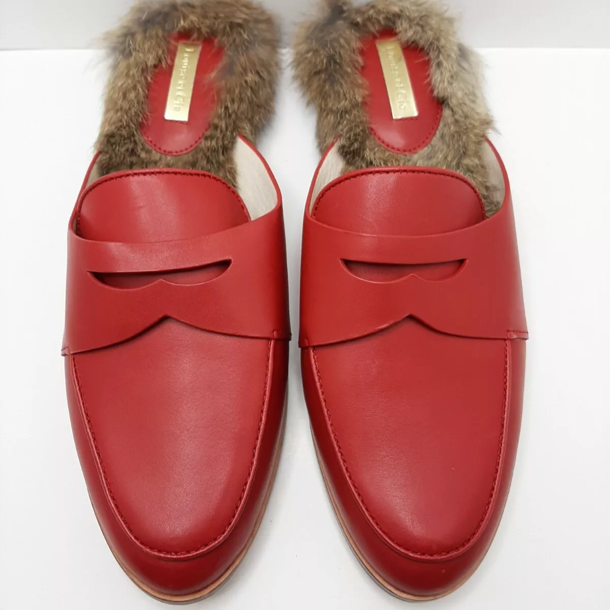 Louise et Cie Lo Dugan II Genuine Rabbit Fur Mules Lipstick Red