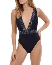  178 Gottex Black Plunging One Piece Swimsuit 10 ymy0723