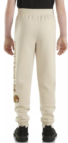 NWT Boys Medium (10-12) Carhartt Fleece Logo Sweatpants - Malt - Picture 2 of 4