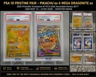 PSA 10 Pikachu ex 179 Hyper Rare & Mega Dragonite ex 271 GEM MINT Pair