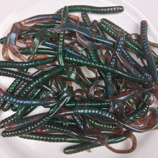 Ribbon Tail Worms Soft Plastic Bass Lures 6-7" Green Pumpkin Blue Red Flake Lot