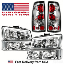Headlights Tail Brake Lights Set For 2003-2006 Chevy Silverado 1500 2500 3500