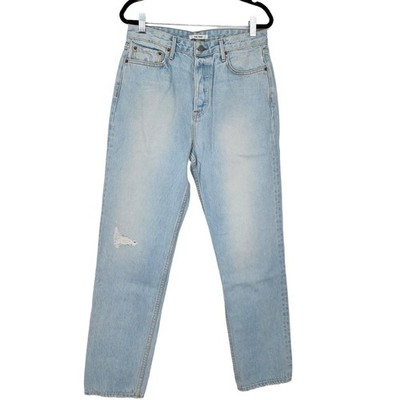 GRLFRND Button Fly Super High Rise Straight Leg Helena Jeans in Back On Size 31
