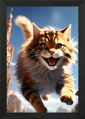 Kolossaler Katzensprung gerahmtes Wandbild Poster Leinwanddruck Bild