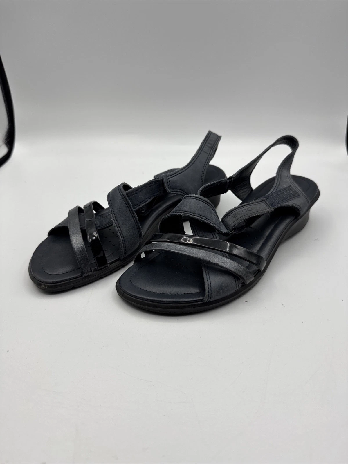 Ecco sandali donna EUR 38 US 8 blu con zeppa e cinturino alla caviglia estivi