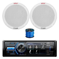 JVC Marine BT AM/FM Radio Receiver, 2x 6.5" 400W White Speakers,Wire