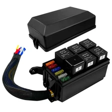 12V Fuse Relay Box 6 Relay 6 Fuse Holder Pre-Wired Waterproof Car Truck Boat
