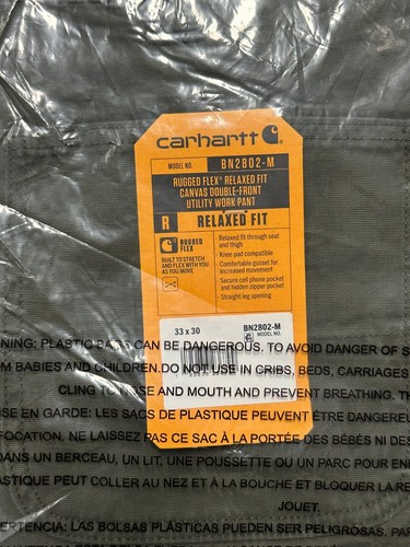 Carhartt MEN'S UTILITY DOUBLE-FRONT PANT-RELAXED FIT MOSS- RUGGED FLEX 33x30 - Picture 4 of 4