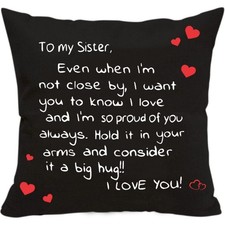 Sister Love-Themed Pillowcase, 18x18 Heartfel...