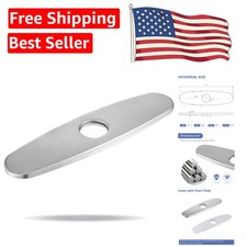 Universal 10-Inch Brushed Nickel Deck Plate for Kitchen and Laundry Faucets