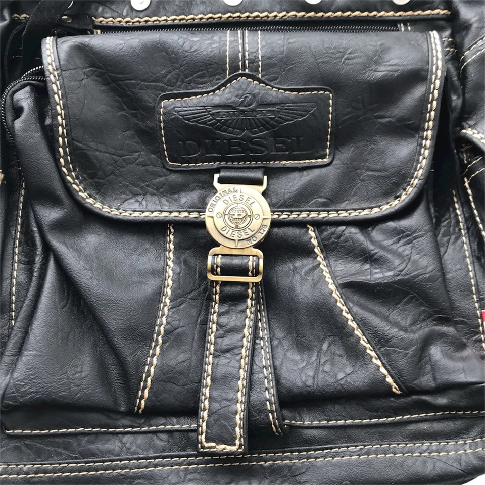 DIESEL винтажный черный рюкзак гранж киберпанк авангард темно военный Y2K 00s - Изображение 4 из 4