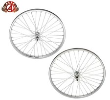 ALTA 24” Cruiser Front & FreeWheel Set 36H 12G HeavyDuty Chrome 3/8 Axle 32mm OD