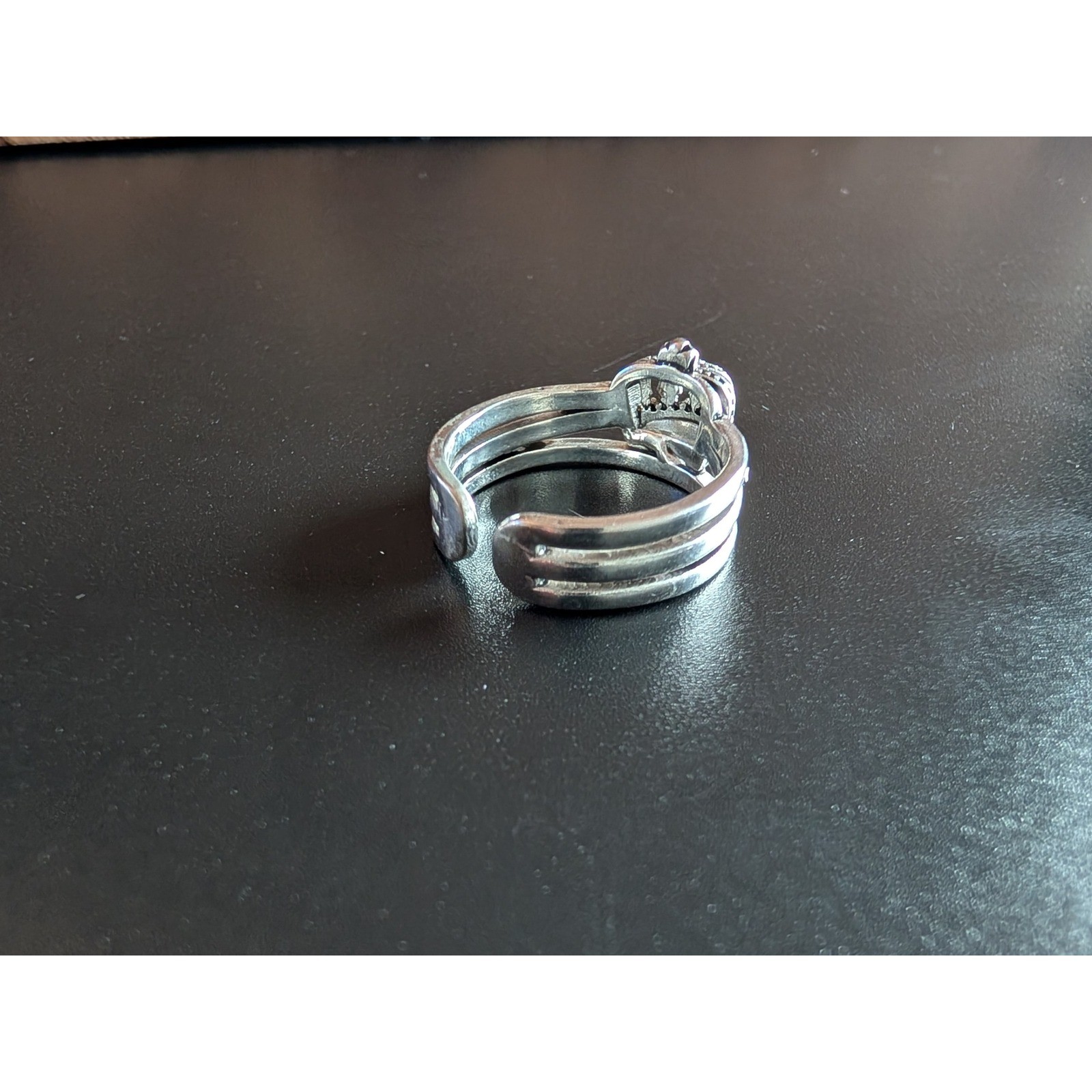 Sterling Silver 925 Crown Ring Stackable Adjustab… - image 6