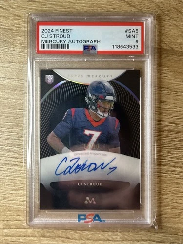 2024 Topps Finest CJ STROUD Rookie RC Mercury Auto /10 Texans Black PSA 9