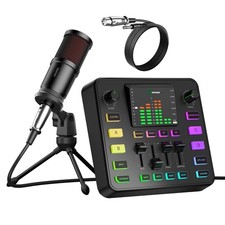 Podcast Equipment Bundle, Audio Mixer with Dynamic Microphone, voice changer/...