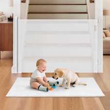 Retractable Baby Gate for Stairs, 55" Wide 38" High Pet Gate with Auto-Retrac...