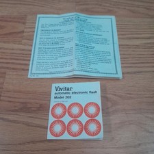 Vivitar Model 202 Flash Instruction Manual/User Guide With Warranty Card OEM